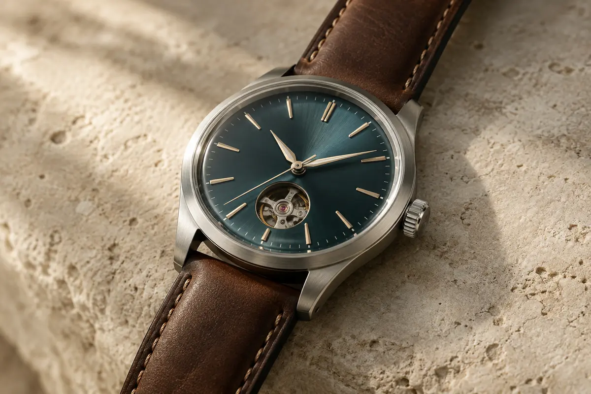 Montre automatique de design à cadran sobre et boîtier en acier