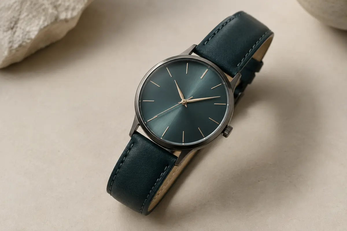 Montre à quartz de design au cadran analogique épuré