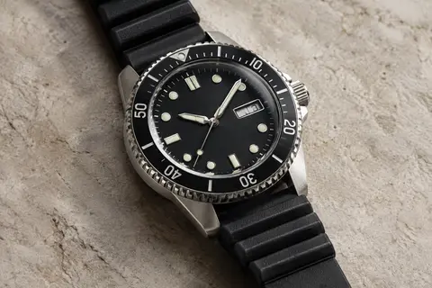 Montre Casio analogique solaire noire, boîtier en acier inoxydable, bracelet en résine et affichage jour/date