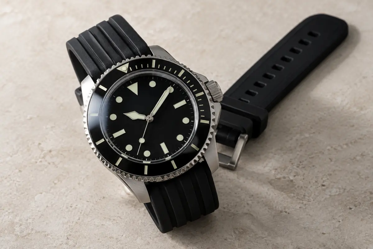 Montre de plongée Cressi Manta noire avec lunette unidirectionnelle et bracelet en caoutchouc