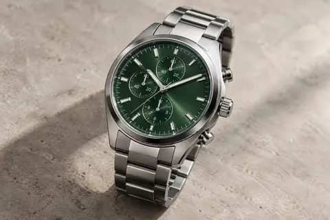 Montre Festina analogique à cadran vert, chronographe et bracelet en acier inoxydable