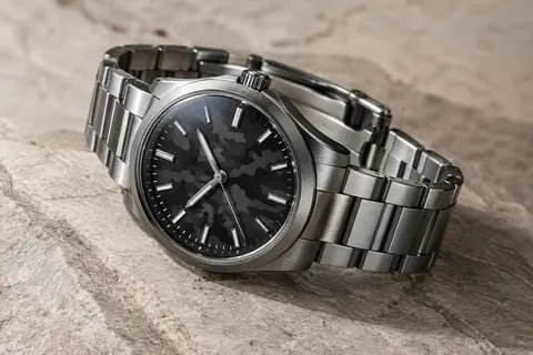 Montre hybride noire à cadran analogique, bracelet en acier inoxydable et verre saphir