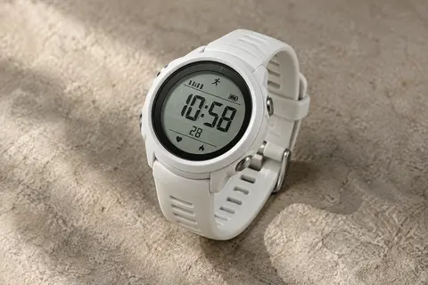 Montre digitale de sport Golden Hour avec affichage numérique et bracelet souple en silicone blanc