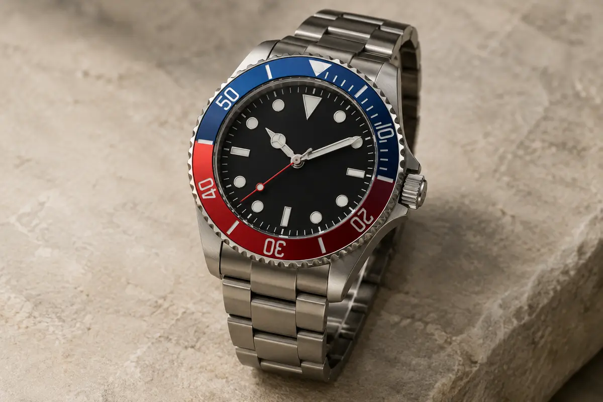 Montre Invicta Pro Diver à cadran noir, boîtier en acier et accents rouge et bleu