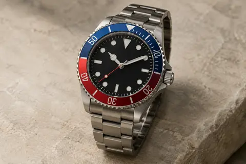 Montre Invicta Pro Diver à cadran noir, boîtier en acier et accents rouge et bleu