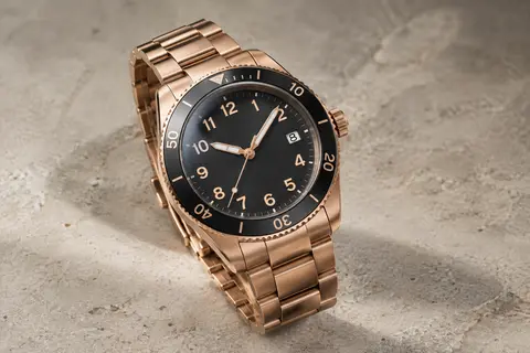 Montre automatique Pagani Design avec boîtier en acier, lunette en céramique et bracelet aux accents or rose