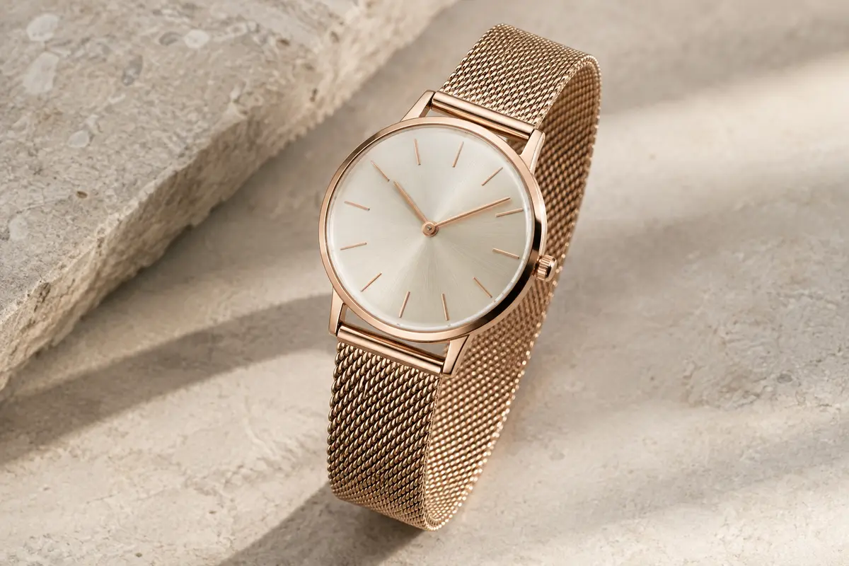 Montre à quartz Tommy Hilfiger au cadran beige clair Sunray et bracelet milanais en acier IP rosé