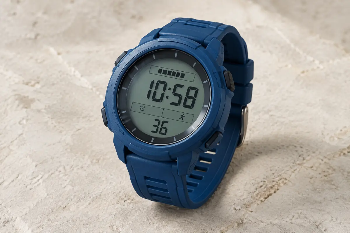 Montre digitale de sport Wifort AW02 bleue avec écran LCD, boîtier en ABS et bracelet souple en TPU